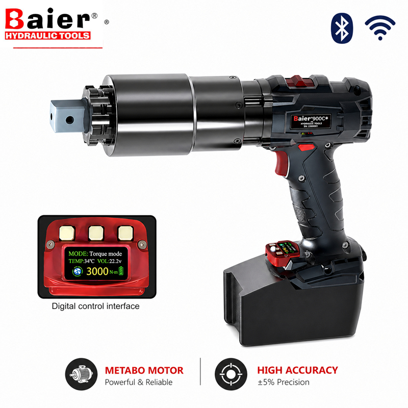 Chave de torque sem fio resistente de 12000Nm para ferramenta de aparafusamento de bateria inteligente eólica e petroquímica com precisão de ± 5% - Bair BRDC-SS