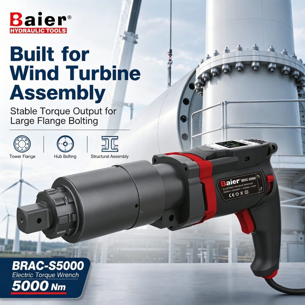 Chave de torque elétrica plug-in BRAC-S5000 com motor Metabo para montagem de turbina eólica